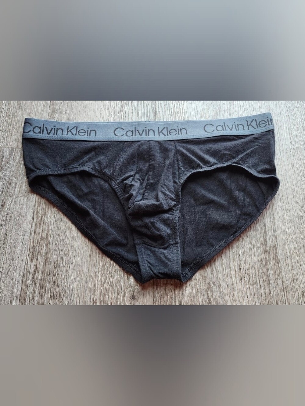 Calvin Klein Black Briefs with Gray Logo Waistband